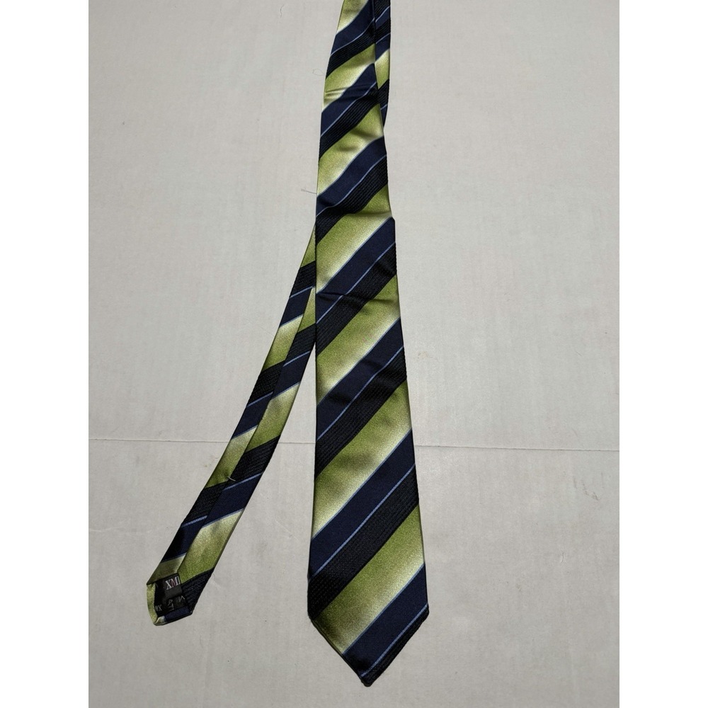 XMI Platinum Nordstrom Silk Neck Tie Striped Green & Blue nwt